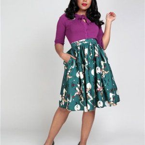 Jasmine Pinup Witch Retro Vintage Swing Skirt by Collectif